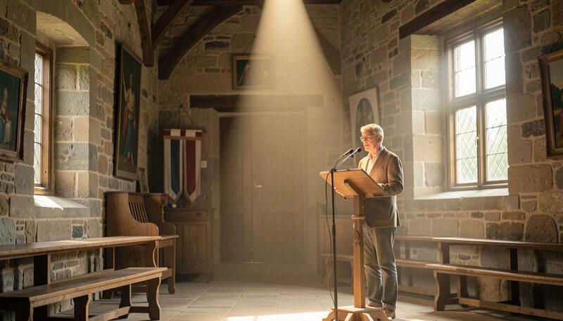 Photographie illustrant : comment un long poème de péguy devient un solo, scene preparee pour le magazine Le Rideau de Bourgogne.
